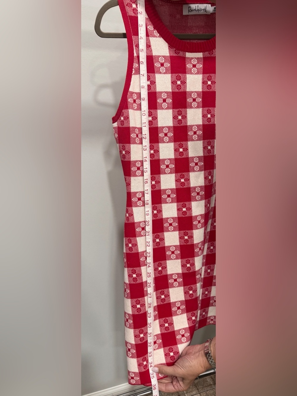 NWOT Anthropologie Rachel Antonoff Red & White Gingham Knit Mini Dress Size M - Picture 10 of 12